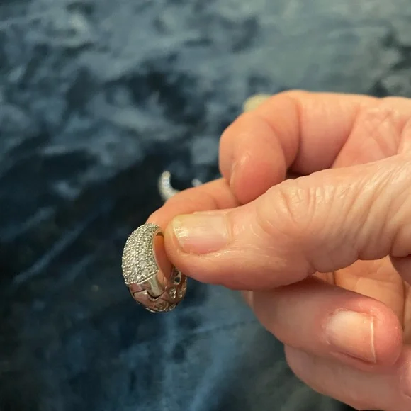 3pair silver-tone, hammered silver & simulated pave Huggies - Picture 6 of 6